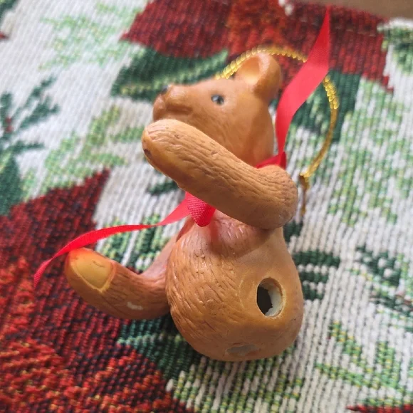 Vintage Jointed Porcelain Posable Chrismas Holiday Teddy Bear Ornaments Brown 3 - Picture 3 of 10